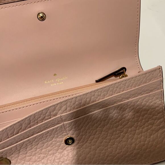 KATE SPADE Medium Dome Pebbled Leather Satchel blush pink matching wallet - Picture 11 of 16